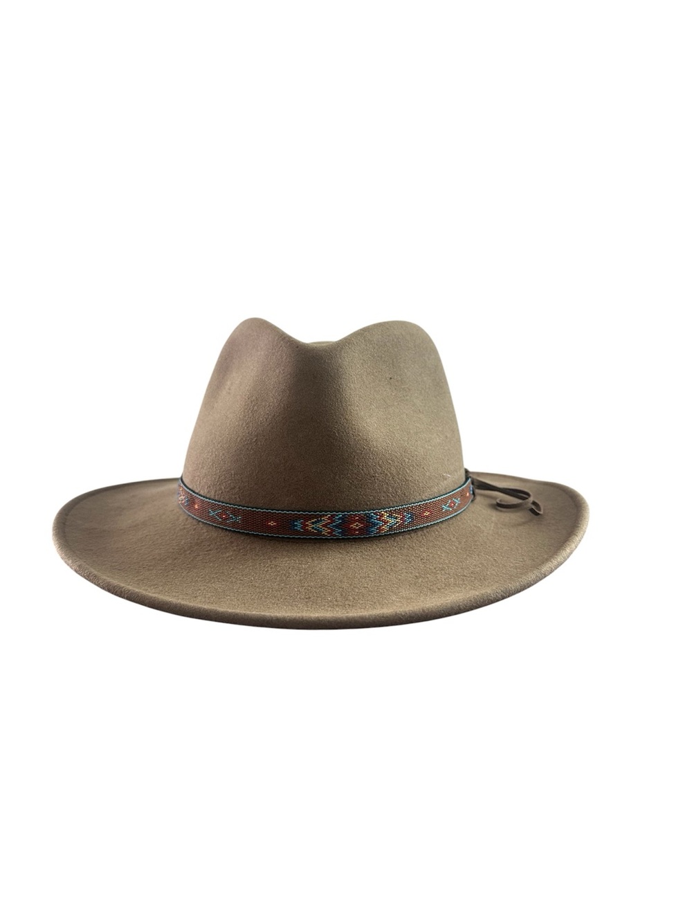 Jaxon Hats Brown Wool Felt Outback Hat Tribal Print Western Country